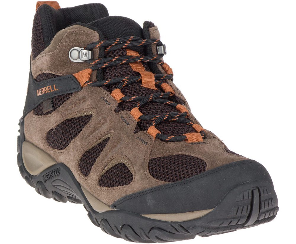 Kozaki Merrell Męskie Brązowe - Yokota 2 Mid Waterproof - 934872-TVB